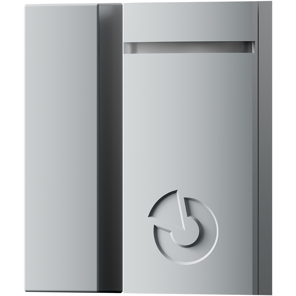 Funk-Magnetkontakt 868,1 MHz, Grad 2, grau, Sensor und Magnet, schräge Frontansicht