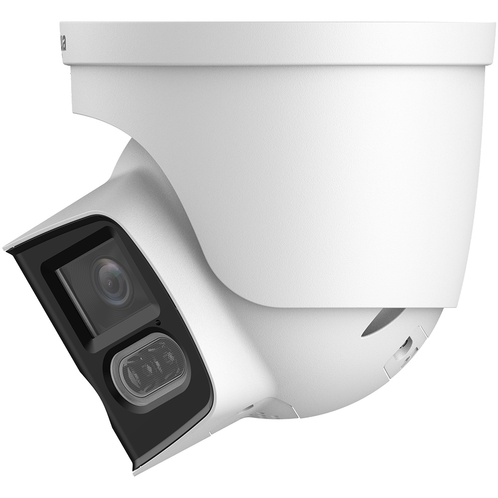 Seitenansicht Dual-Lens-Eyeball-Kamera in weißem Gehäuse
