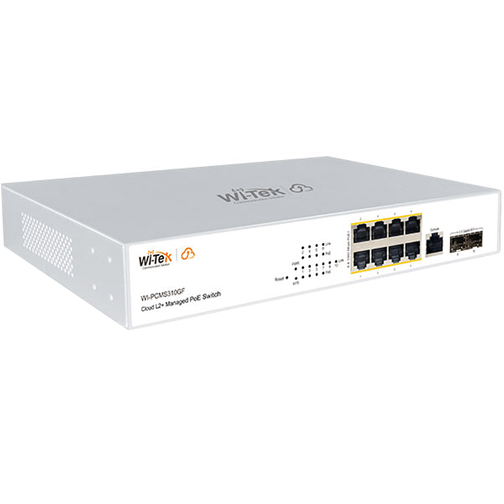 Witek PoE-Switch, 10 Ports, 8 Ports PoE, 2 Ports SFP, cloud managed, Desktop, Rack-2