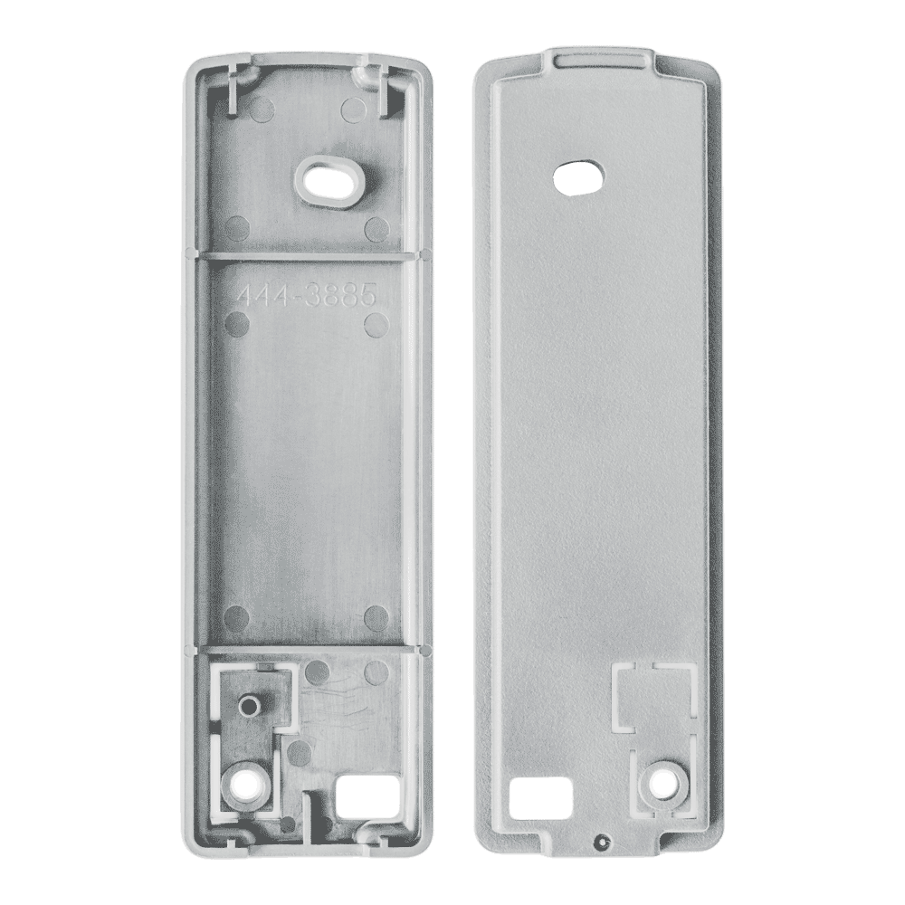 Abstandhalter für Reed-Kontaktgehäuse RFDC101K4, Kunststoff, grau, Vorder- und Rückseite