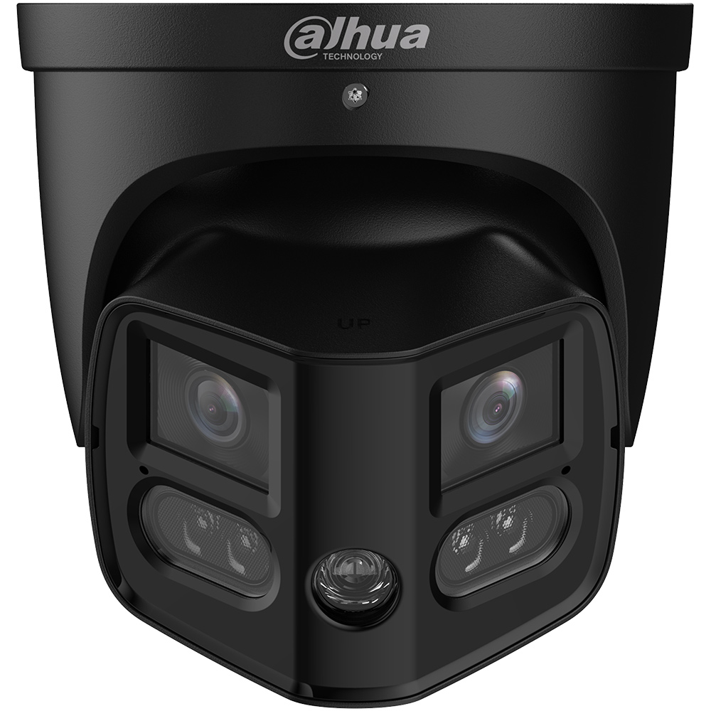 schwarze Dual-Lens-Eyeball-Kamera mit Dahua Logo, frontansicht