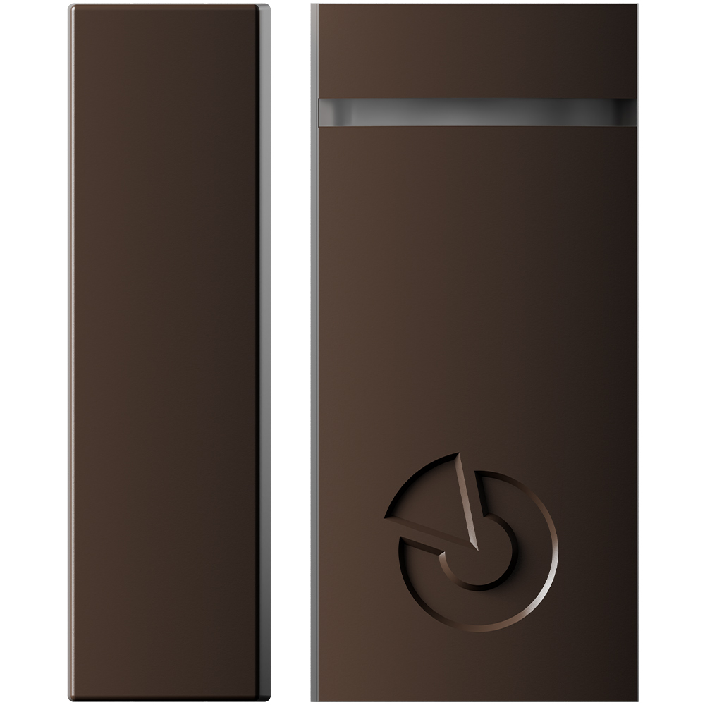 Funk-Magnetkontakt 868,1 MHz, Grad 2, braun, Sensor und Magnet, Frontansicht