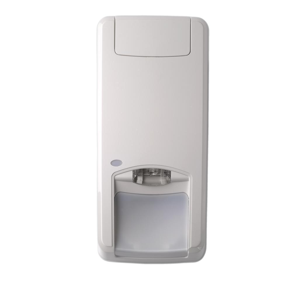 Frontansicht des weißen Aritech Dual-PIR-Bewegungsmelders IP30