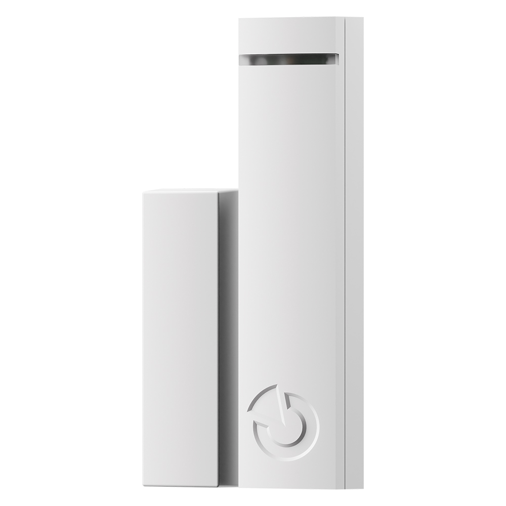 Jablotron BUS-Magnetkontakt, weiß, Frontansicht,  Sensorgehäuse und Magnet