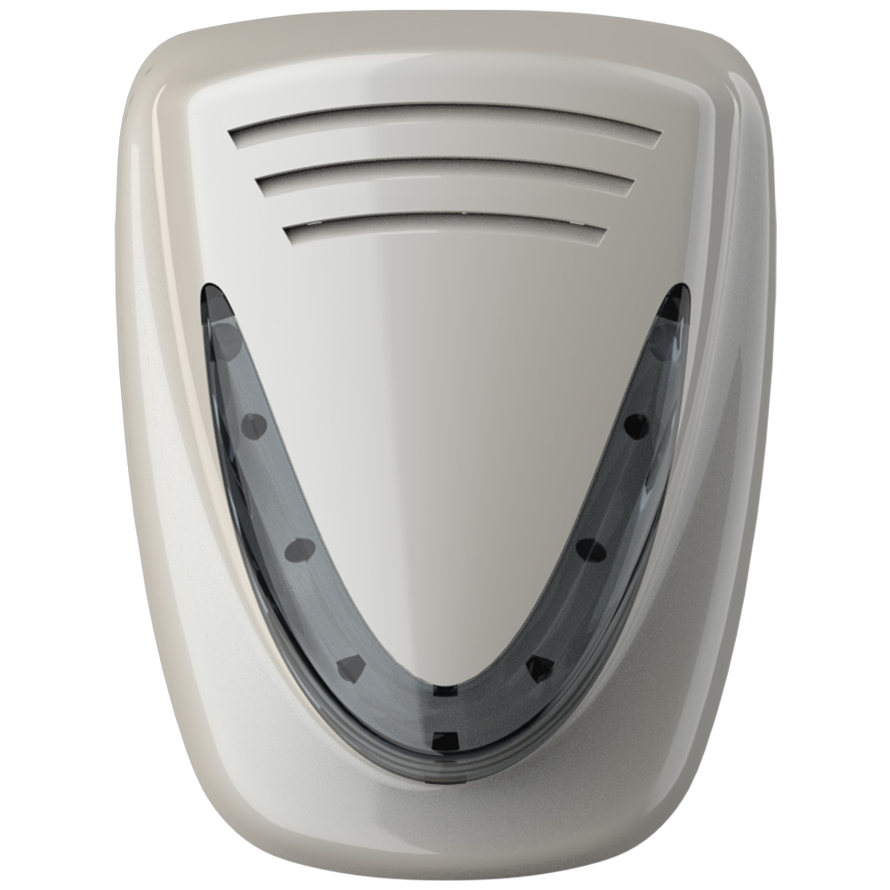 Standalone Außensirene, graue Kalotte, perlweiß, 114 db, IP44, IK08