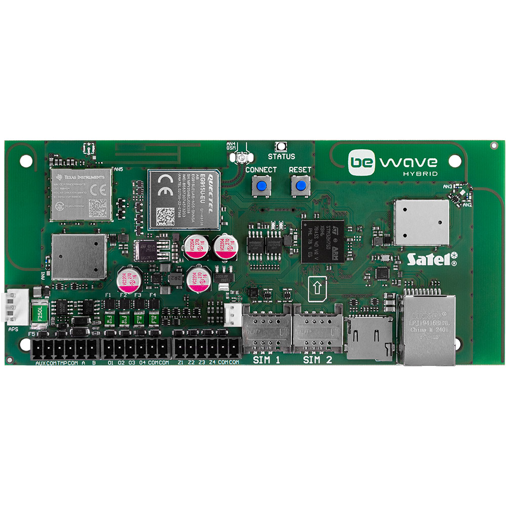 embedded board, SIM card slots, Satel hardware, green PCB, connectivity module