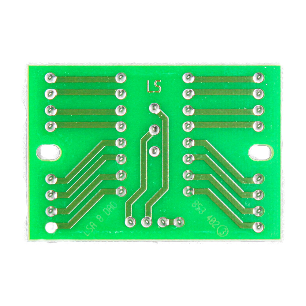 Rückansicht der 16-poligen Platine für Verteiler LD10 oder LD20 mit Leiterbahnen