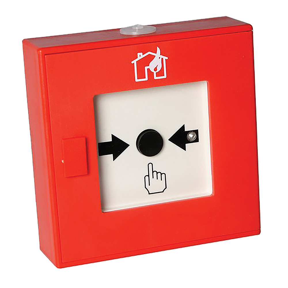 Druckknopfmelder mit Isolator, Rot,  Symbol + Feuerwehr, 2000er Serie, G203056-1