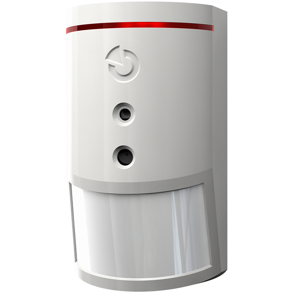 Jablotron BUS-PIR-Kombi-Bewegungsmelder mit Kamera, 12m/55°, Grad 2, VSÖ, weiß, LED, schräge frontansicht