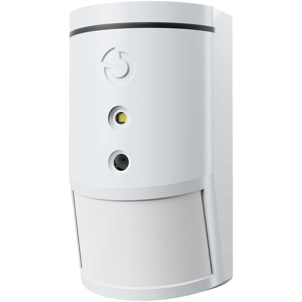 Jablotron BUS-PIR-Kombi-Bewegungsmelder mit Kamera, 12m/55°, Grad 2, VSÖ, weiß, LED, schräge frontansicht