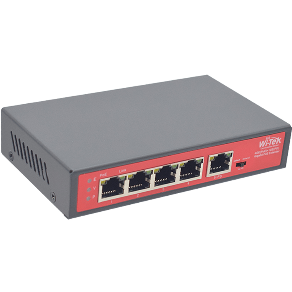 Witek PoE-Extender, 4 PoE out, 1 PoE in, 250 m, Desktop, Wand-2