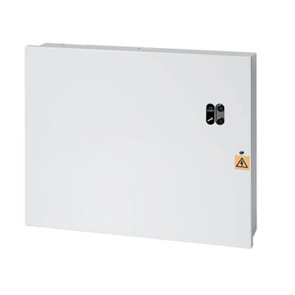 rontansicht eines weißen Netzteils 24 V / 5 A im Metallgehäuse mit Statusanzeigen