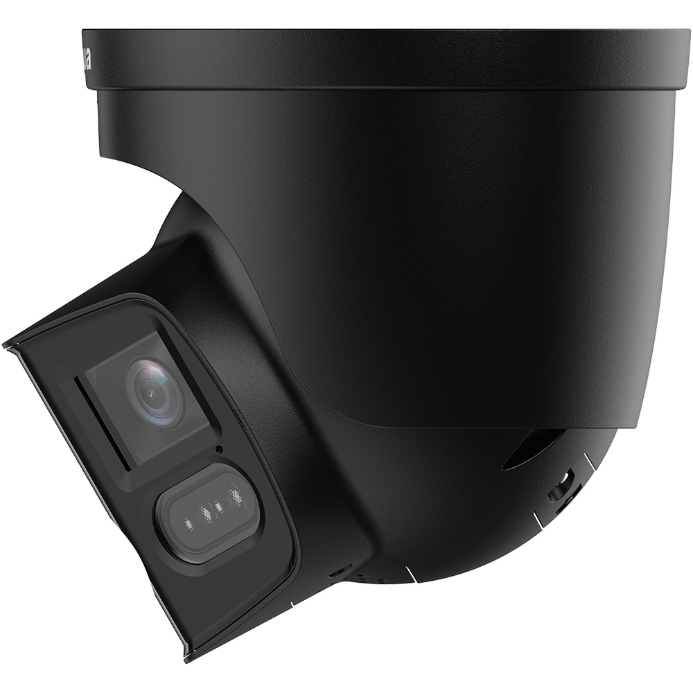 Seitenansicht Dual-Lens-Eyeball-Kamera in schwarzem Gehäuse
