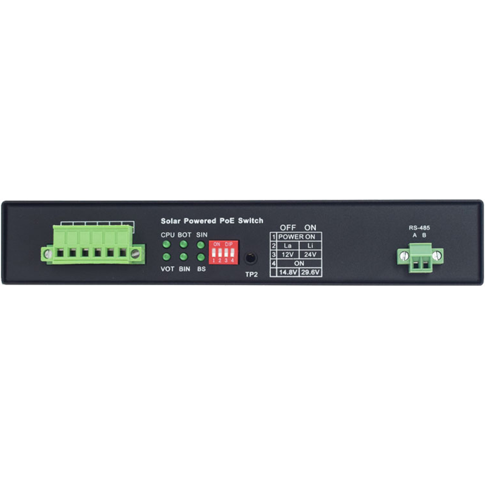 Witek Solar PoE-Switch, 6 Ports, 5 Ports PoE, 1 Port SFP, 250 m, cloud managed, Desktop, Wand-1