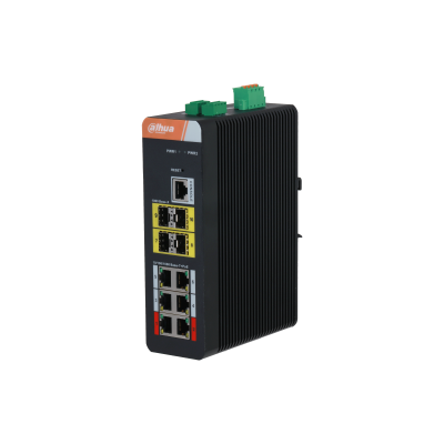 Dahua 10-Port Gigabit Industrial Switch, 6-Port Gigabit PoE DH-PFS4410-6GT-DP-V2