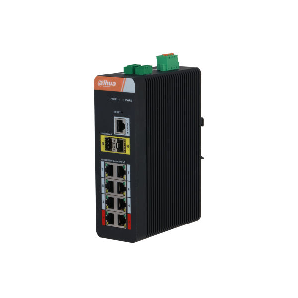 Dahua 10-Port-Gigabit-Industrie-Switch mit 8-Port-PoE
